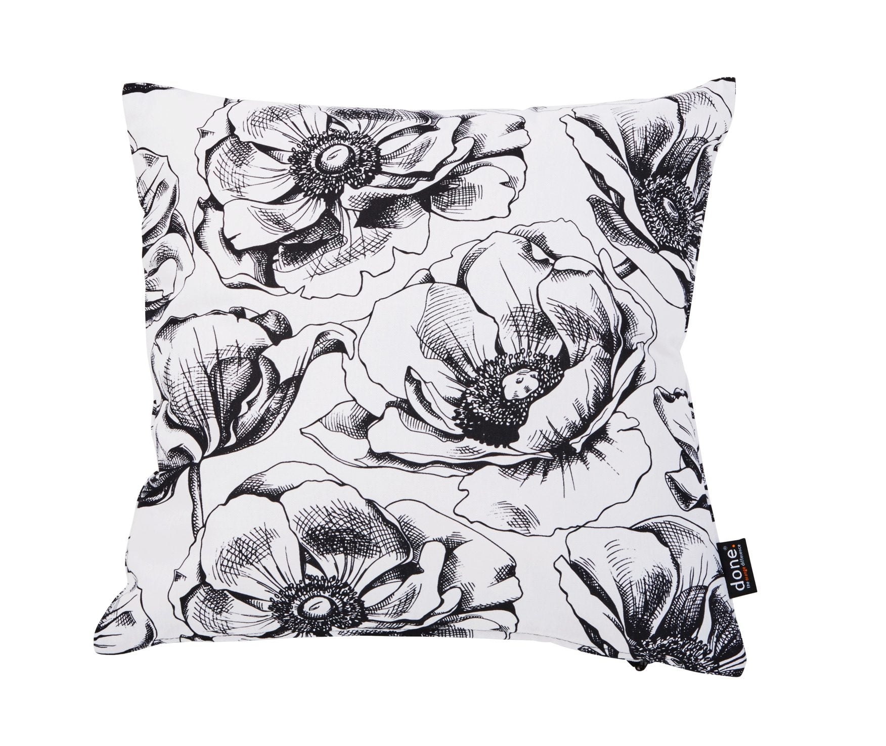 Done® Kissenhülle Cushion Panama Print Black Roses